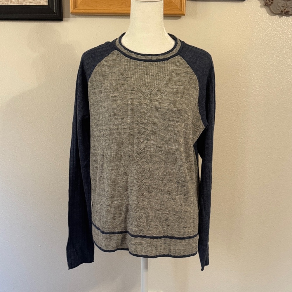 Gray and Blue Long Sleeve Sweater